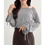 ライトグレー | CENEA 【取り外し可能パット付き】袖ドロストカットソー＋リブタンクトップSE… | JUNOAH