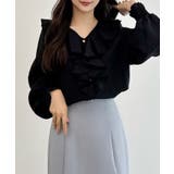 CENEA Vネックフレアラッフルブラウス | JUNOAH | 詳細画像11 