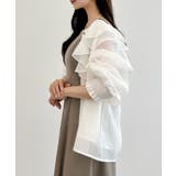 CENEA Vネックフレアラッフルブラウス | JUNOAH | 詳細画像4 