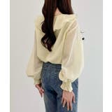 CENEA Vネックフレアラッフルブラウス | JUNOAH | 詳細画像7 