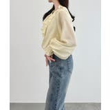 CENEA Vネックフレアラッフルブラウス | JUNOAH | 詳細画像8 