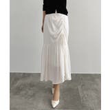 ホワイト | CENEA ドロストギャザーフレアスカート | JUNOAH