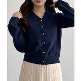 ネイビー | CENEA ポロネックカーディガン | JUNOAH