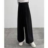 ブラック | CENEA サイドベルトワイドストレートパンツ | JUNOAH