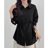 ブラック | CENEA ベルト付きリネン混シャツ | JUNOAH