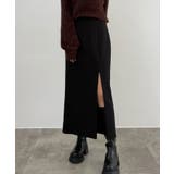 ブラック | CENEA ハイウエストジップIラインスカート(通年生地) | JUNOAH