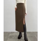 ブラウン | CENEA ハイウエストジップIラインスカート(通年生地) | JUNOAH