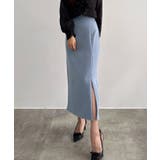 ブルー | CENEA ハイウエストジップIラインスカート(通年生地) | JUNOAH