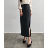 チャコール | CENEA ハイウエストジップIラインスカート(通年生地) | JUNOAH