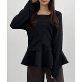 CENEA カットオフペプラムキャミソール＋シアーカットカーデSET | JUNOAH | 詳細画像12 