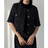 ブラック | Louere ハーフスリーブツイードジャケット | Louere