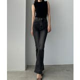 ブラック | Louere ストレッチフレアデニムパンツ | Louere