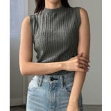 チャコール | Louere ノースリーブケーブルニット | Louere
