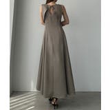 グレージュ | Louere バックオープンノースリーブフレアワンピース | Louere