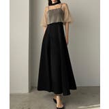 ベージュブラック | Louere 2WAY半袖シアーボレロ+フレアキャミワンピースSET | Louere