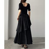 ブラック | Louere ニットドッキングティアードワンピース | Louere