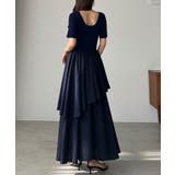 ネイビー | Louere ニットドッキングティアードワンピース | Louere