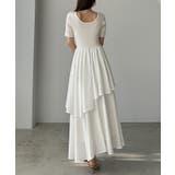 ホワイト | Louere ニットドッキングティアードワンピース | Louere