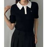 Louere ロゴ刺繍半袖リブニットポロ | Louere | 詳細画像1 