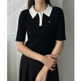 Louere ロゴ刺繍半袖リブニットポロ | Louere | 詳細画像2 