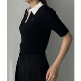 Louere ロゴ刺繍半袖リブニットポロ | Louere | 詳細画像4 