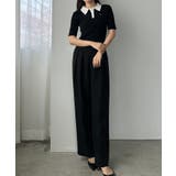 Louere ロゴ刺繍半袖リブニットポロ | Louere | 詳細画像5 