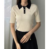 Louere ロゴ刺繍半袖リブニットポロ | Louere | 詳細画像6 