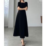 ブラック | Louere アシメネックカットフレアワンピース【一部ペチスカートSET】 | Louere