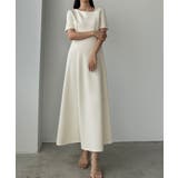 アイボリー | Louere アシメネックカットフレアワンピース【一部ペチスカートSET】 | Louere