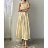 イエロー | Louere フリルショルダーシャーリングキャミワンピース | Louere