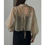 グレージュ | Louere クロップド丈バックリボンシアーシャツ | Louere