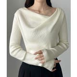 アイボリー | Louere 薄手ドレープリブニットトップス | Louere