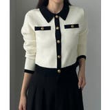 Louere バイカラー襟付きニットカーディガン | Louere | 詳細画像7 