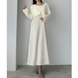 アイボリー | Louere シャギーショートニット＋セミフレアキャミワンピースSET | Louere