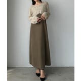 グレージュ | Louere シャギーショートニット＋セミフレアキャミワンピースSET | Louere