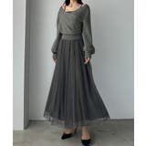 Louere カシュクールニット+ラッフルチュールキャミワンピースSET | Louere | 詳細画像17