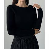 ブラック | Louere 薄手前後2wayUネックリブニット | Louere