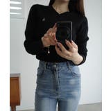 Louere Vネックロゴ刺繍ケーブルニットトップス | Louere | 詳細画像10 