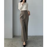 Louere Vネックロゴ刺繍ケーブルニットトップス | Louere | 詳細画像7 