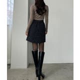 Louere ラメファンシーツイードミニスカート(インパン付き、ウール混) | Louere | 詳細画像17