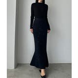 ダークネイビー | Louere スパンコールマーメイドニットスカート | Louere