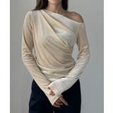 ライトベージュ | Louere ワンショルドレープベロアトップス | Louere