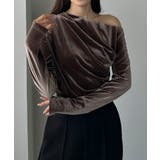 ブラウン | Louere ワンショルドレープベロアトップス | Louere