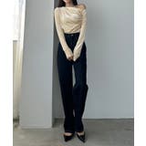 Louere ワンショルドレープベロアトップス | Louere | 詳細画像9 
