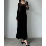 ブラウン | Louere 前後2wayベロアセミフレアワンピース(薄手、裏地無し) | Louere