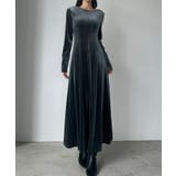 グレー | Louere 前後2wayベロアセミフレアワンピース(薄手、裏地無し) | Louere