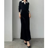 ブラック | Louere ハイウエストべロアナロースカート | Louere