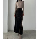 ブラウン | Louere ハイウエストべロアナロースカート | Louere