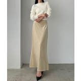 クリーム | Louere ハイウエストべロアナロースカート | Louere