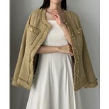 ベージュ | Louere ウエストシェイプラメツイードジャケット | Louere